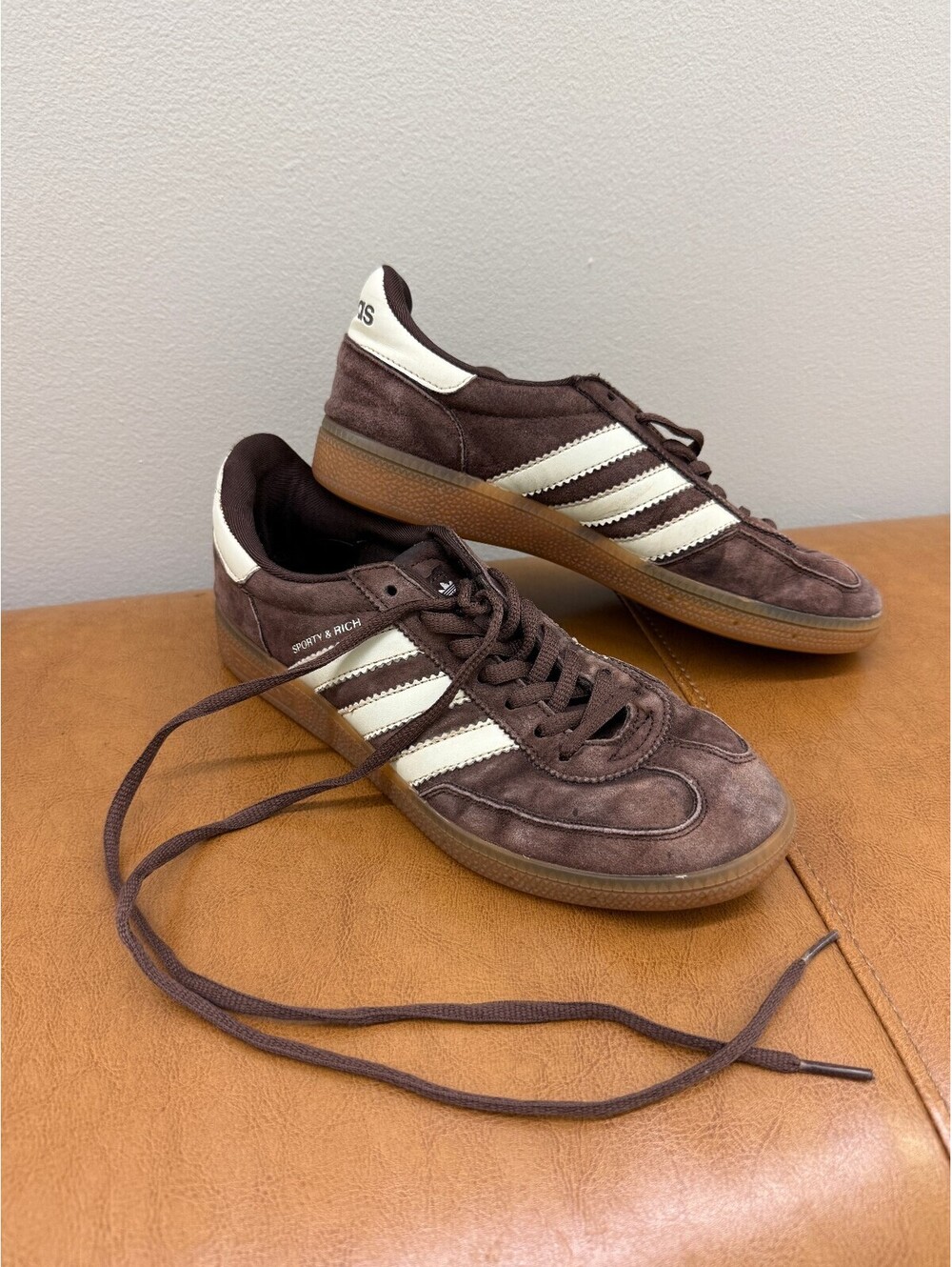 Adidas Brown Suede Samba Sneakers with White Stripes